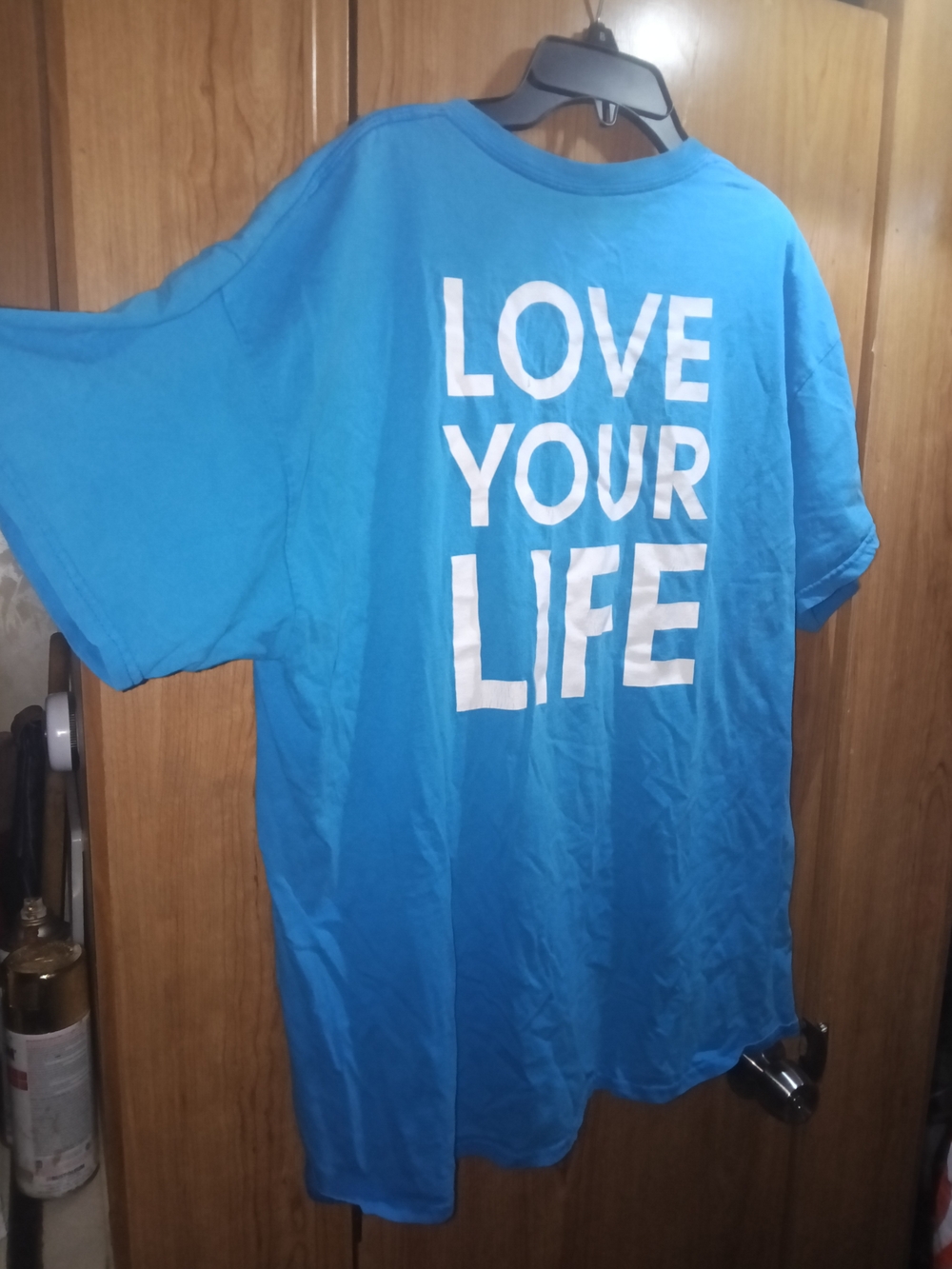 Gildan Bright Blue  Tee with White "LOVE YOUR LIFE" Graphic